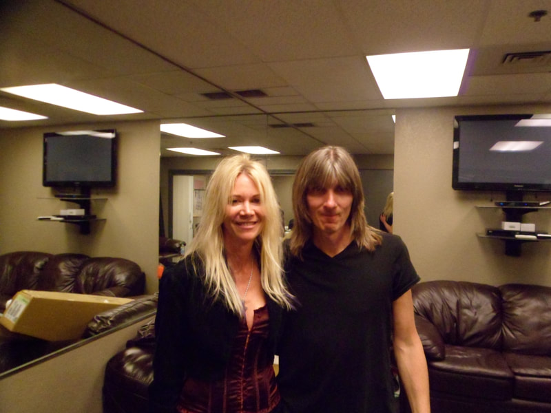 In the green room in El Paso with the Rush Tributes' Geddy Lee, aka George McGrew.